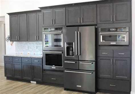 black stainless steel kitchen with gray cabinets|black stainless steel kitchen cabinets colors.